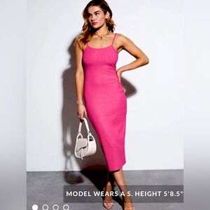 VICI pink fitted Body-con tank midi dress w/spaghetti straps.  NEW